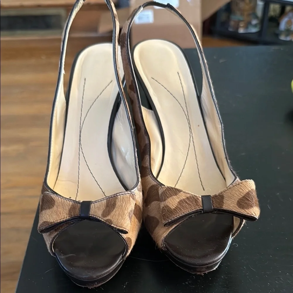 Leopard Print Kate Spade Slingback Heels - Picture 1 of 3